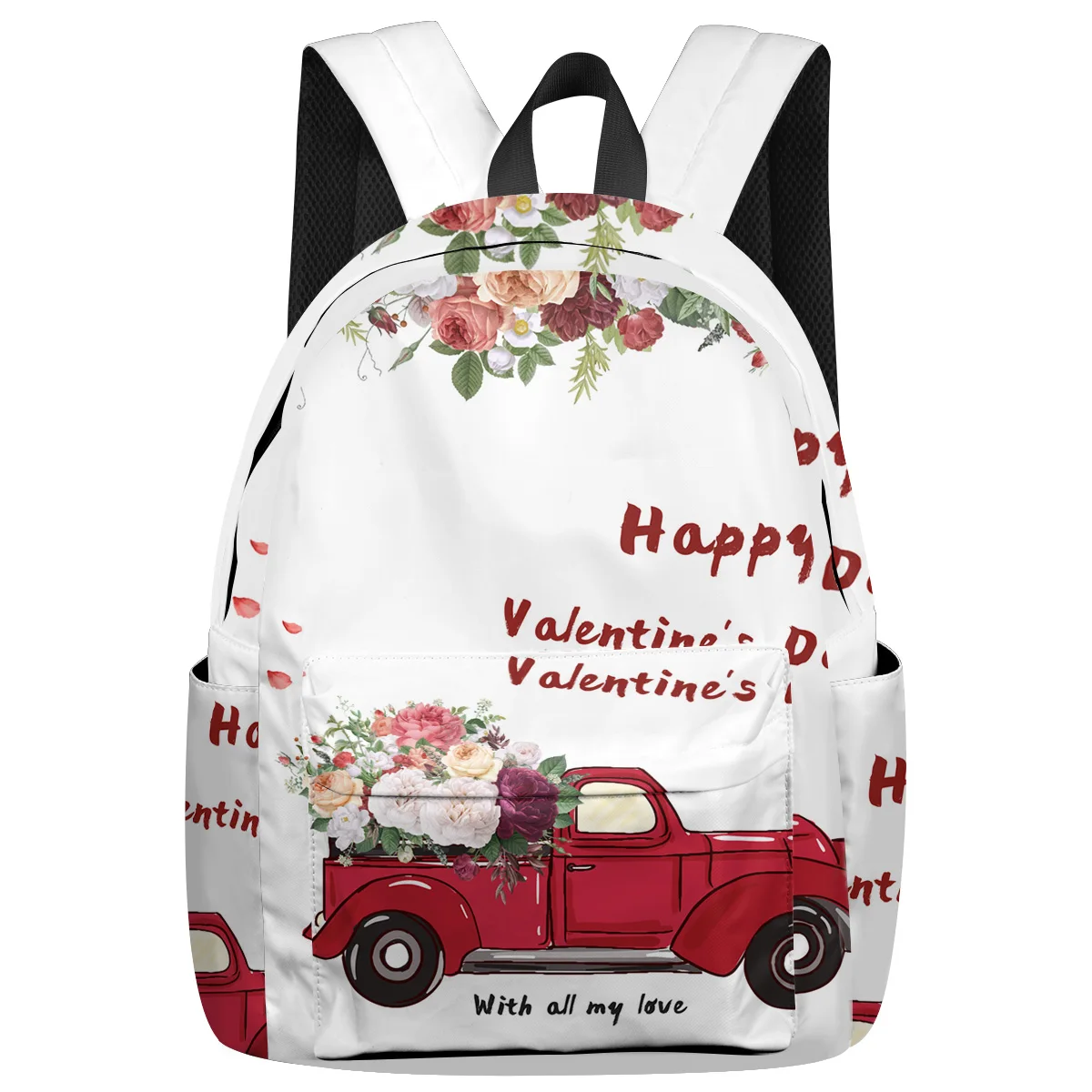 Автомобильный рюкзак с надписью Love Balloons Roses Happy White Background для подростков дорожные
