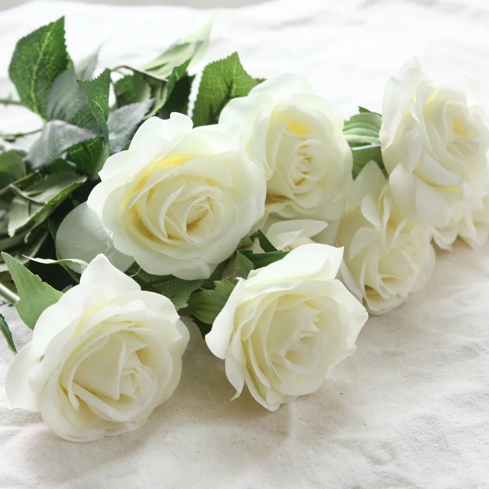

12pcs/lot Artificial Flowers Latex Real Touch Rose Flowers Wedding Bouquet Home Party Fake Flowers Decor Rose Party Supplies