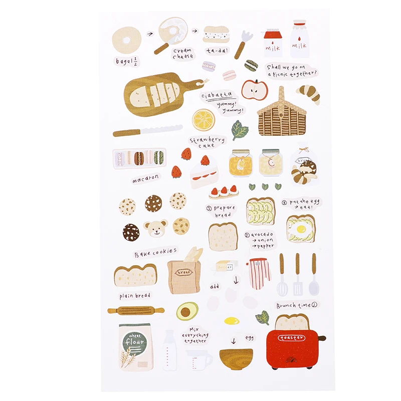 Journal Decorative Stationery Stickers DIY Diary Album Sticker Bread Strawberry | Канцтовары для офиса и дома