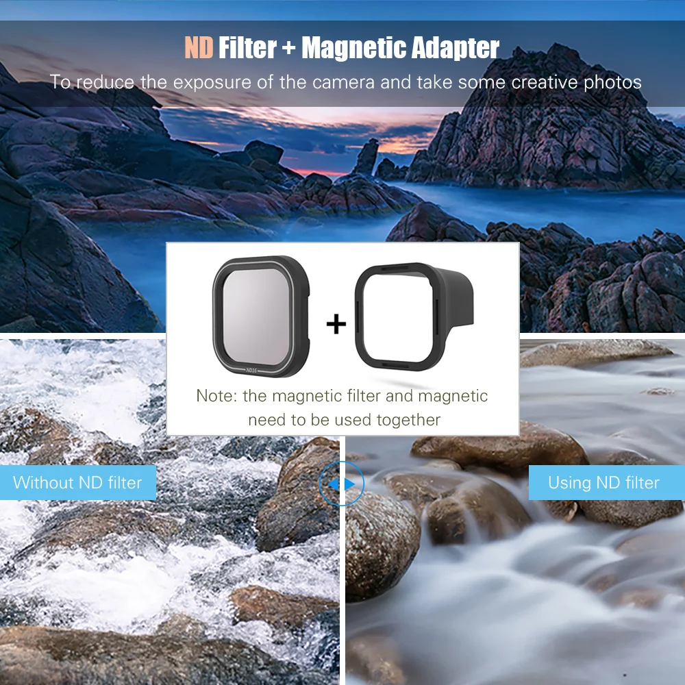 TELESIN Camera Filter 4Pack CPL ND8 ND16 ND32 Filters Lens Protector Magnetic Adapter Accessories for GoPro Hero 8 | Электроника