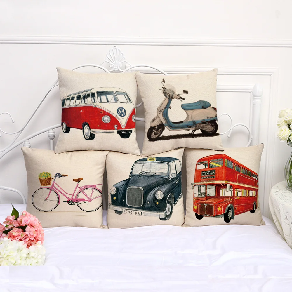 Чехол для подушки 45*45 Ретро автобус диванные офиса наволочки наволочка из