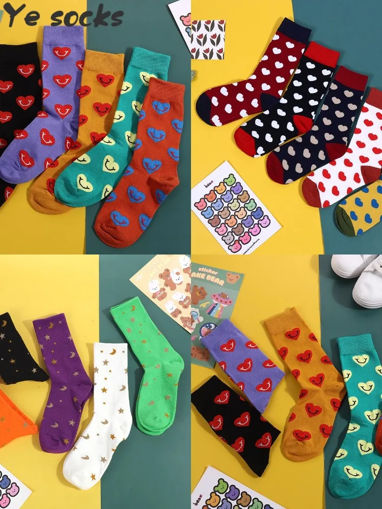 

5 Pairs Of Socks Women's Medium Tube Socks Summer Long Lovely Retro Street Stockings Fashion High Appearance Level Cotton Socks