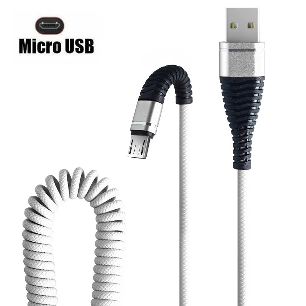 Прочный кабель Micro USB с рыбьим хвостом для передачи данных выдвижной пружинный