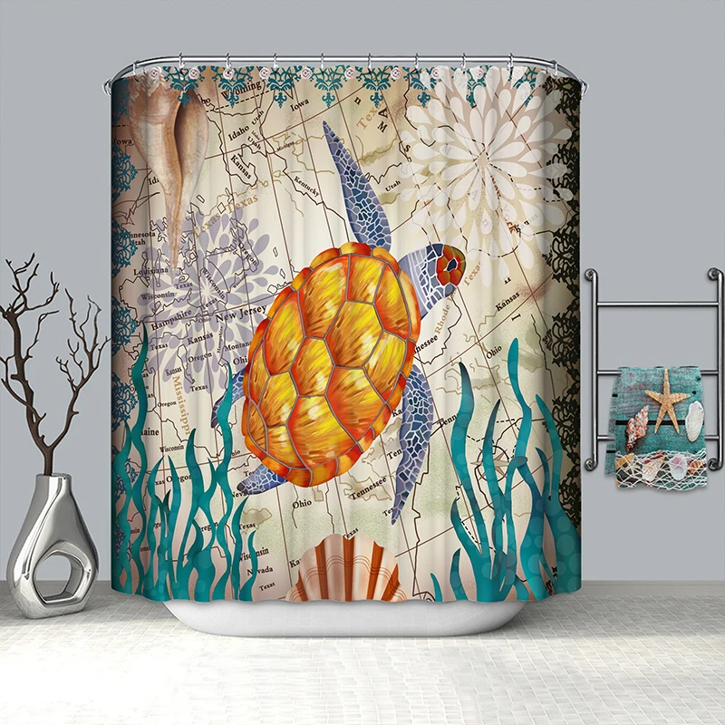 Занавески из полиэстера для ванной черепаха Прямая поставка | Дом и сад