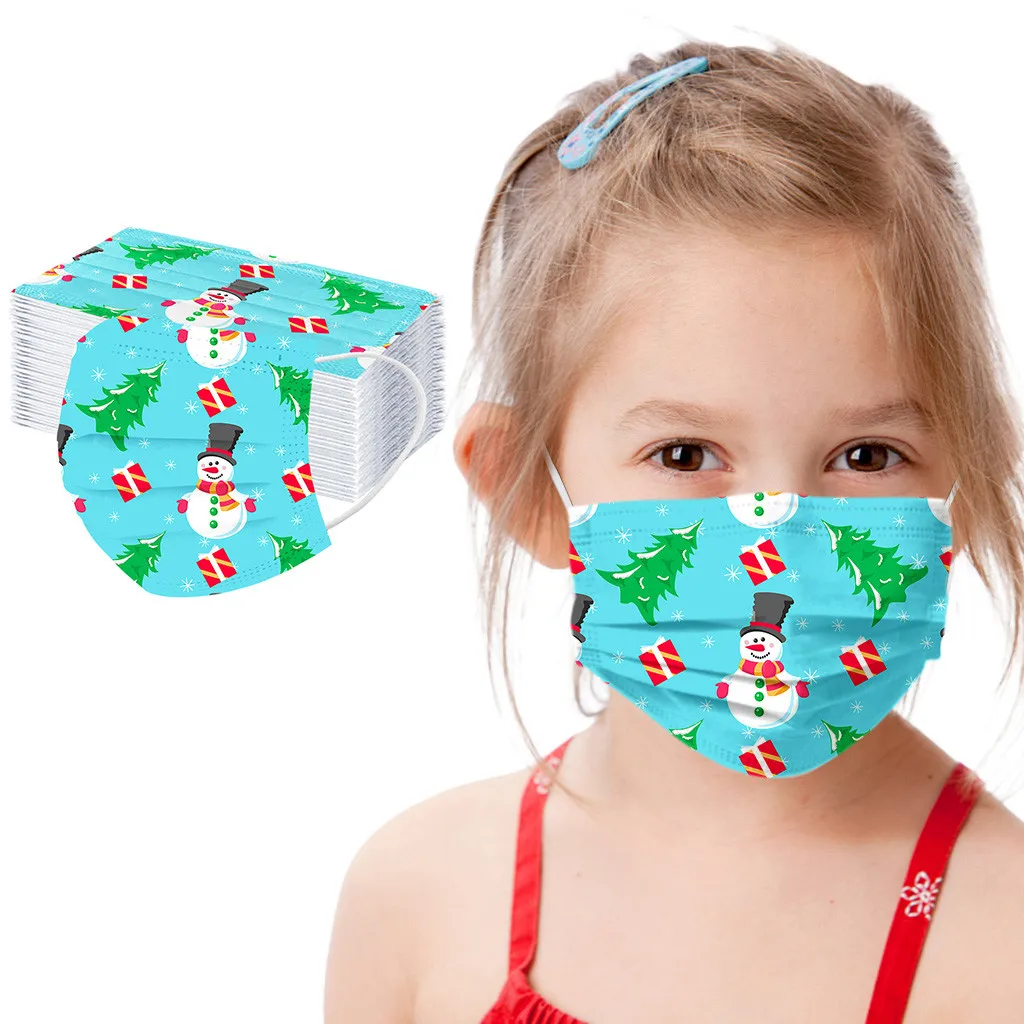 

50PCS kids masks breathable cartoon face mask christmas Face Mask Industrial 3Ply Loop Mouth Mask mascarillas lavables nios 04