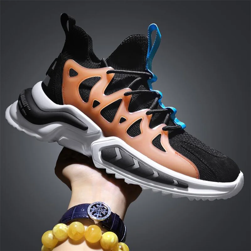 

2021 New men basketball shoes mesh breathable luminous men casual shoes high-top running shoes skateboarding street sports shoes
