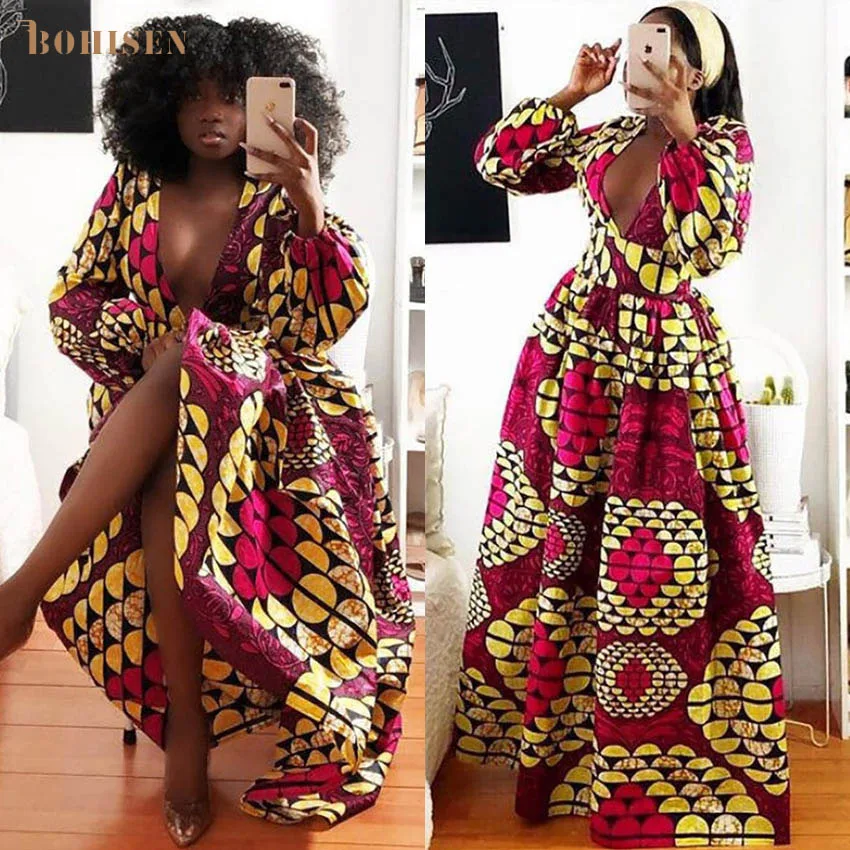 Женские платья в африканском стиле BOHISEN Dashiki осенние Bazin Ankara с длинным рукавом
