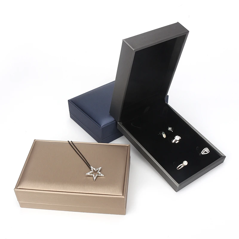 Luxury Female Jewelry Display Packaging Storage Box Pu Leather 3 Colors Wedding Ring Necklace Jewellery Suits For Birthday Gifts