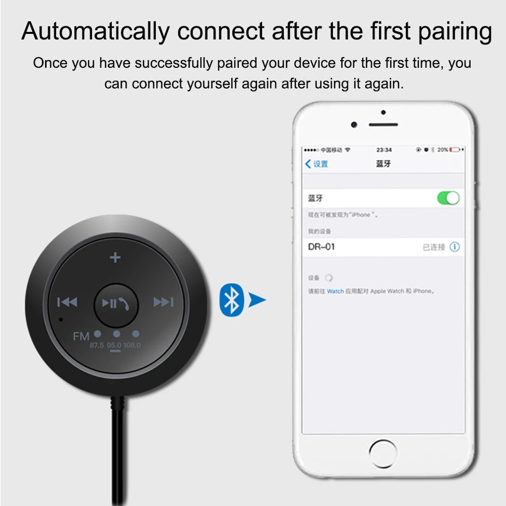 JINSERTA автомобильный Bluetooth fm-передатчик AUX автомобильный Hands-free аудио приемник автомобильный комплект A2DP музыкальный плеер