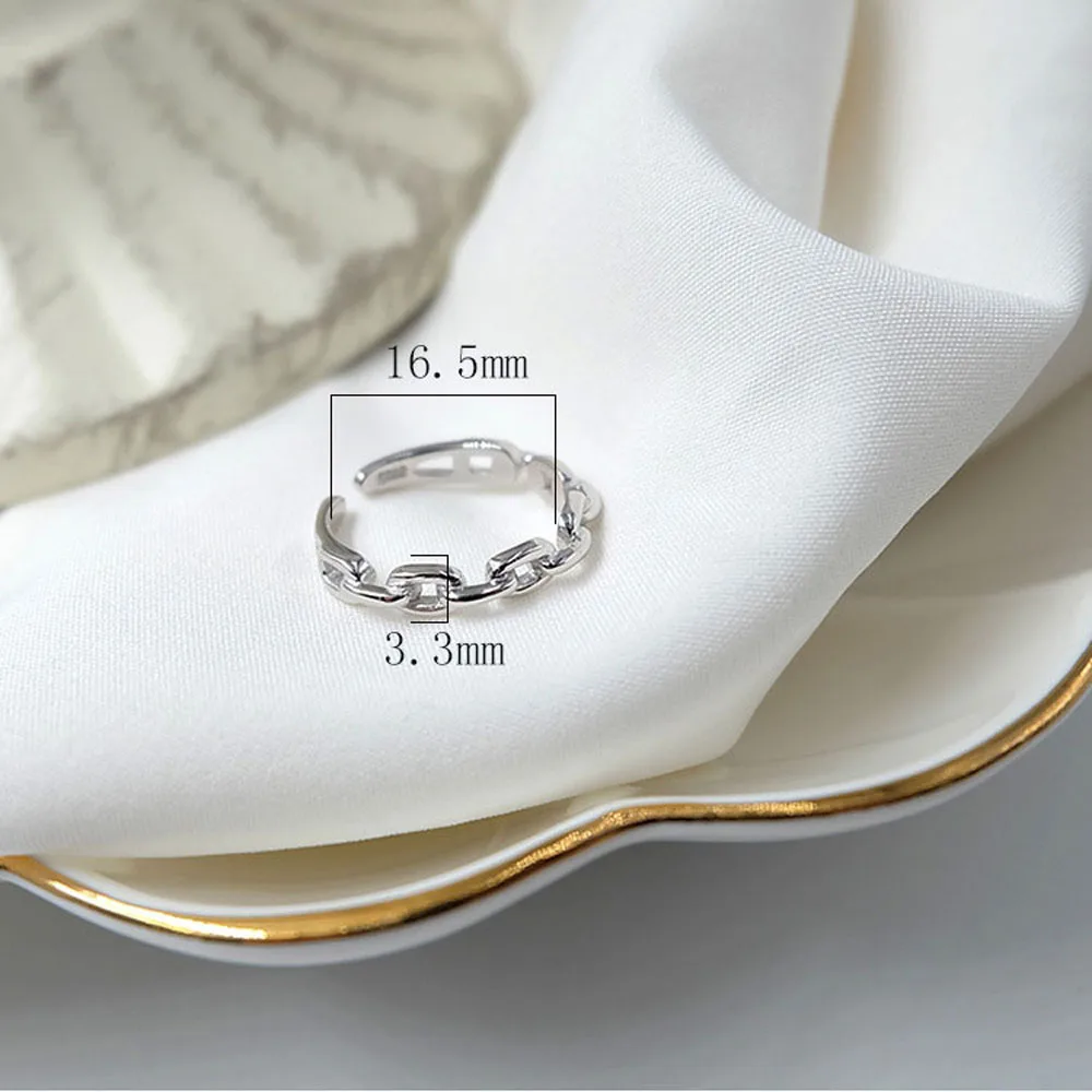 Elegant Finger Rings For Women Simple Smooth Open Link Chain Ring Party Causal Vintage Jewelry Fashion Accessories | Украшения и