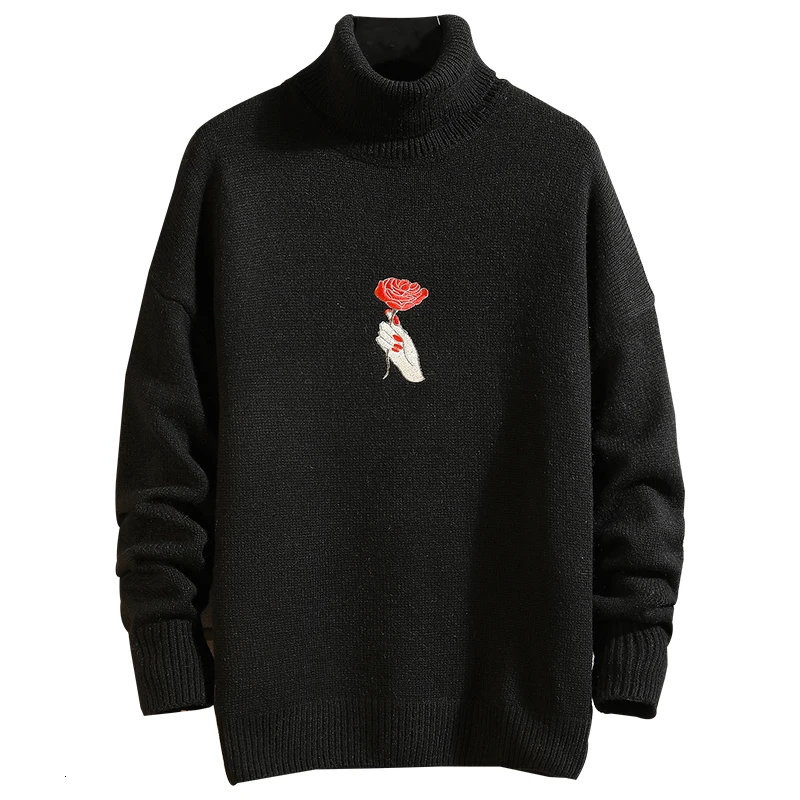 YUECHE осень-зима мужской новый узор с вышивкой свободный свитер высоким воротом