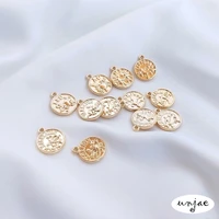 custom color 14k gold 12 constellation pendant round brand pendant diy handmade bracelet necklace jewelry pendant accessories
