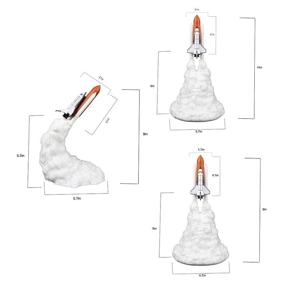 LED 3D Print Space Shuttle Night Light Lamp Moon Galaxy Colourful USB Charging For Lovers Home Decor Dropshipping | Освещение