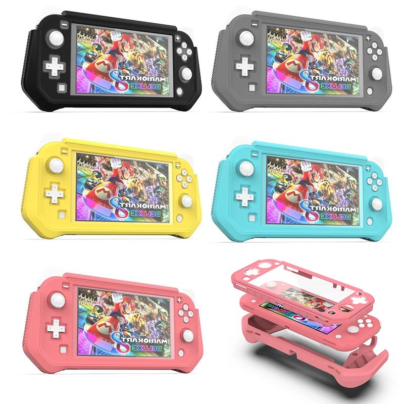 

Новинка 2021 года, эргономичный нескользящий чехол для Nintendo Switch Lite с полным покрытием корпуса, защитная накладка для Nintendo Switch Lite Mini Console, розов...