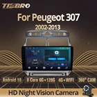 Автомагнитола TIEBRO, 2 Din, Android 10, GPS, для Peugeot 307, 2002-2013