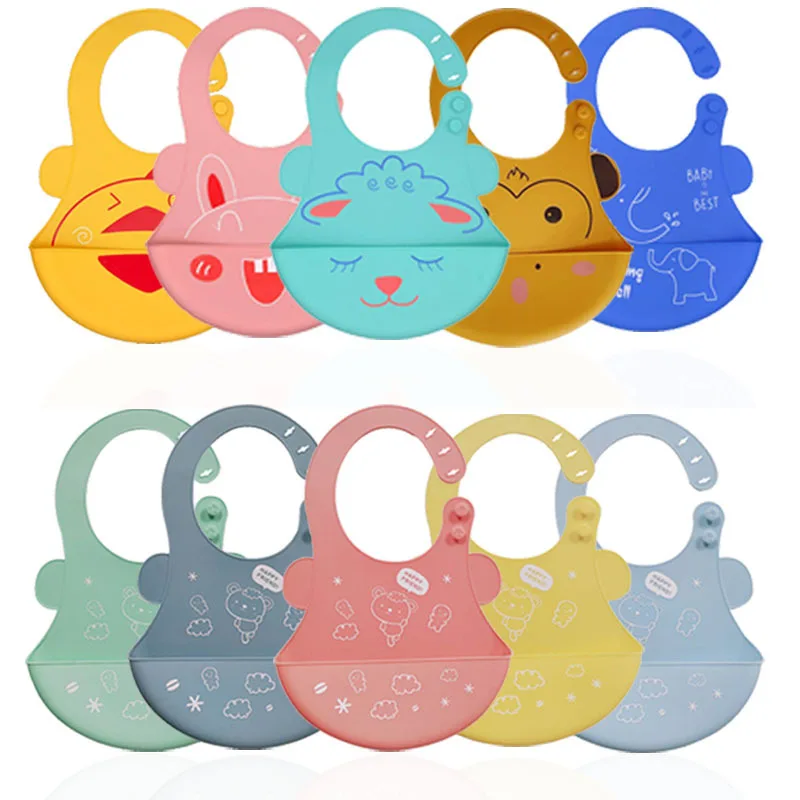 Детские слюнявчики водонепроницаемые Слюнявчики из силикона регулируемые для