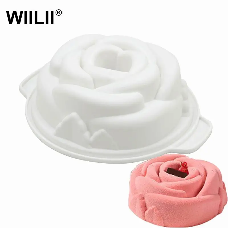 7 3 &quotбольшой цветок розы силиконовая форма для выпечки хлебный пирог Flan Tart торта