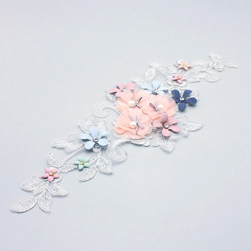 

1pcs Handmade pearl beads 3D flower applique for wedding clothing decoration Boutonniere Patches