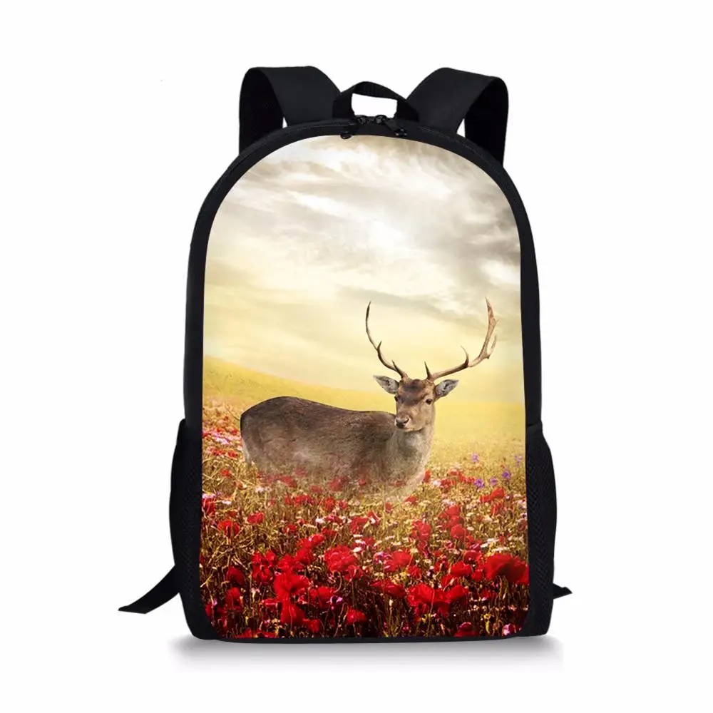 Children's Backpacks Cartoon Deer Pattern Toddler Kids School Book Bags Kawaii Animal Fashion Girls Travel Backpack