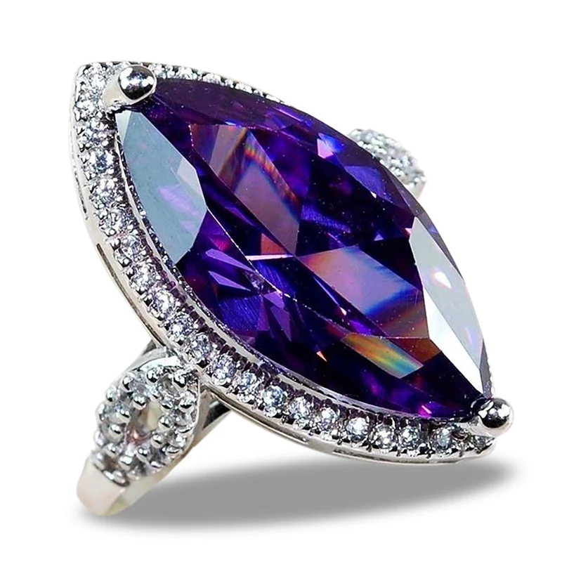 Huitan бриллиантовый роскошны кожаный чехол фиолетовый камень вечерние кольца