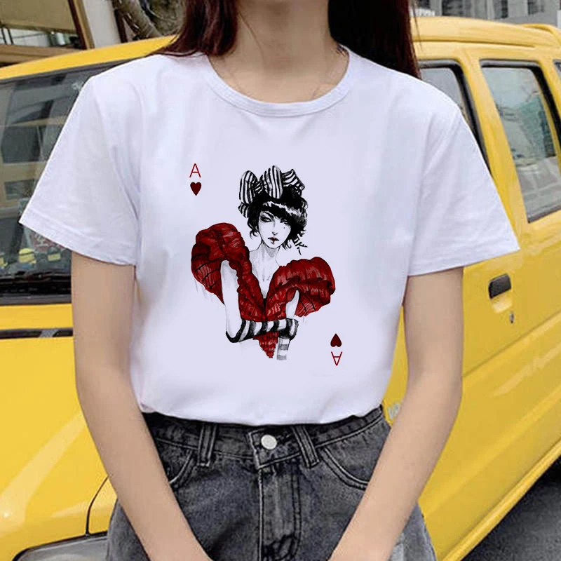 

Poker Printing T-shirts Women Summer Clothes T Shirt Harajuku Graphic Tee Casual Short Sleeve Tops for Women