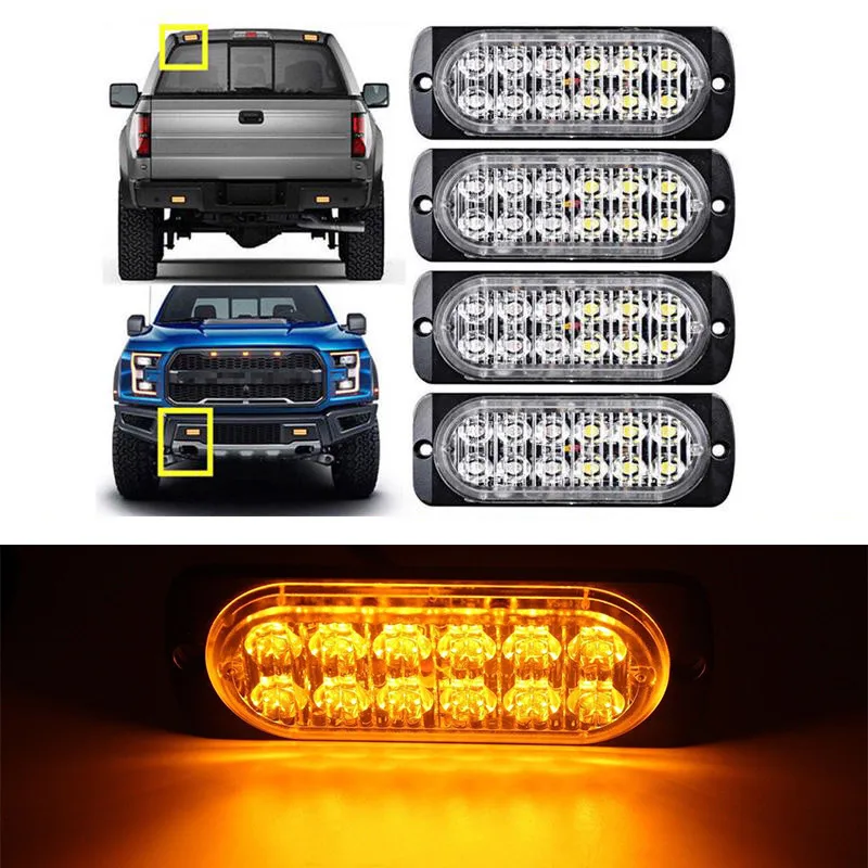 4PCS Truck Car Emergency Beacon Auto Warning Hazard Flash Strobe Light Bar 12 LED Vehicle Signal Foglight Accessories | Автомобили и