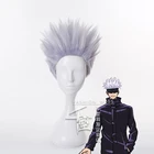 Парик Gojo Satoru для косплея, термостойкий синтетический, с короткими волосами из аниме джутсу кайсен, фиолетовый и серебристый цвета, с шапочкой