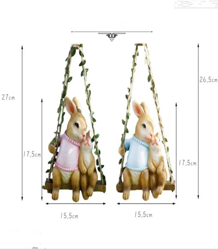 

Garden balcony layout outdoor top floor cartoon rabbit crafts wall hanging, decorative garden, creative resin animals
