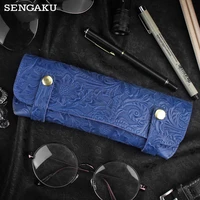 handmade genuine leather portable plaids glasses sunglasses box case cover folding soft durable eyeglasses case with printing