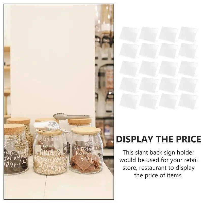

20Pcs Transparent Acrylic Price Tag Display Stands L Shape Display Stands