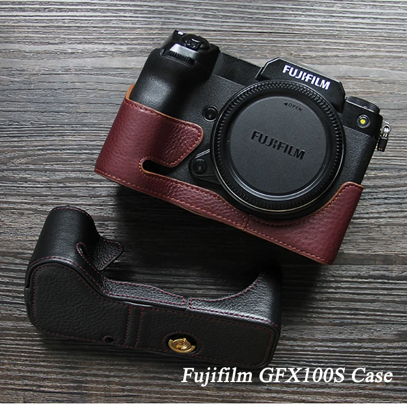 Capa de Couro Genuíno para Câmera Gfx100s com Proteção de Metade para Câmera Fujifilm Capa
