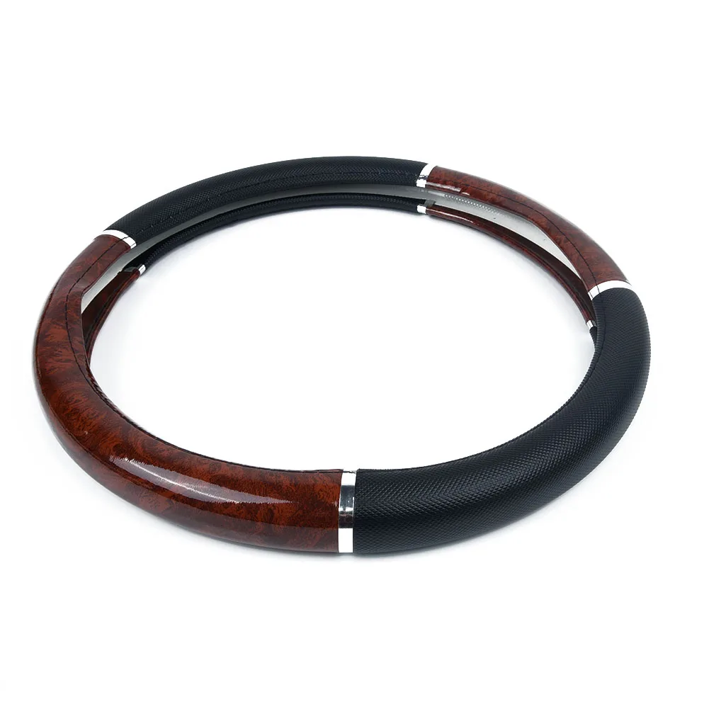 

Car Mahogany Soft Leather Non-slip Durable 38cm 1pcs Auto Steering Wheel Deluxe Practical Tool Replaces Stock Latest Gift Cover
