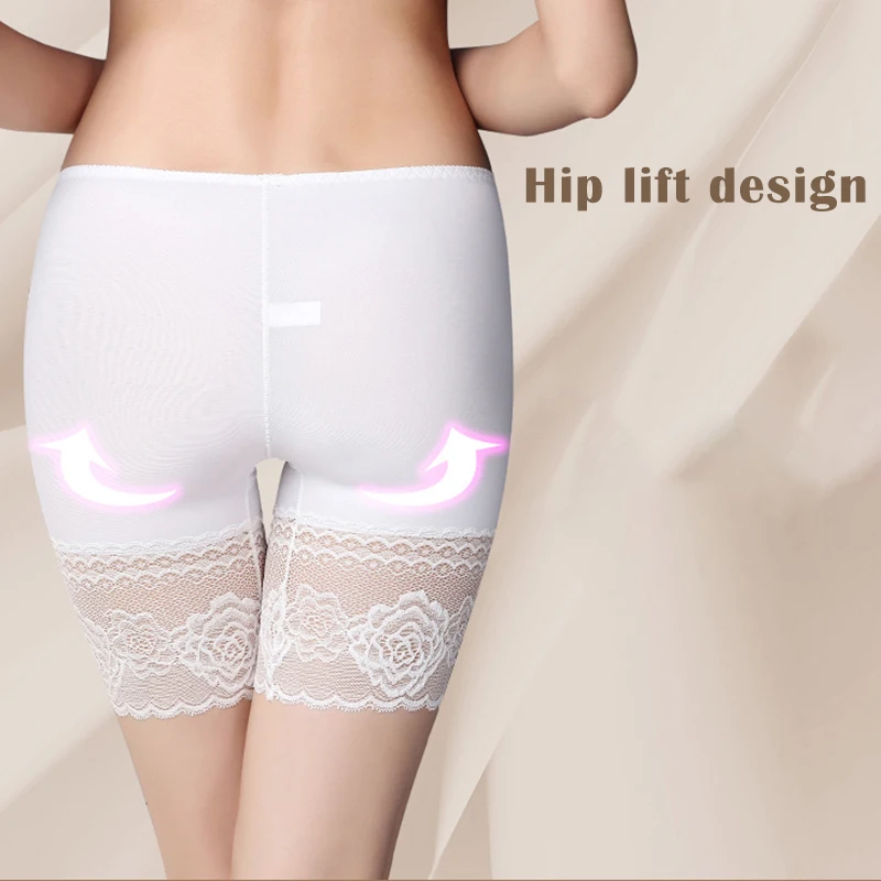 Летние немаркированные защитные штаны кружевные средняя талия пять точек