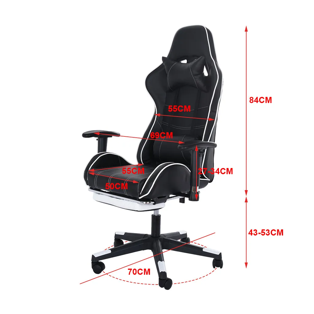 

Adjustable Gaming Chair Reclining Leather Office Chairs Executive Computer Swivel Chair With Footrest Lumbar Support Muti-Color