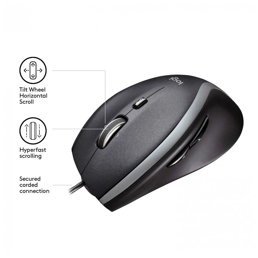 Мышь Logitech M500 Black (черно серая лазерная 1000dpi USB 1.8м 7 кнопок)|Мыши| |