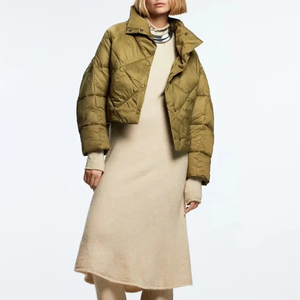 

Women 2021 Winter Fashion Cotton-padded jacket Coat Vintage Long Sleeve Two colors Female Outerwear Chic Tops