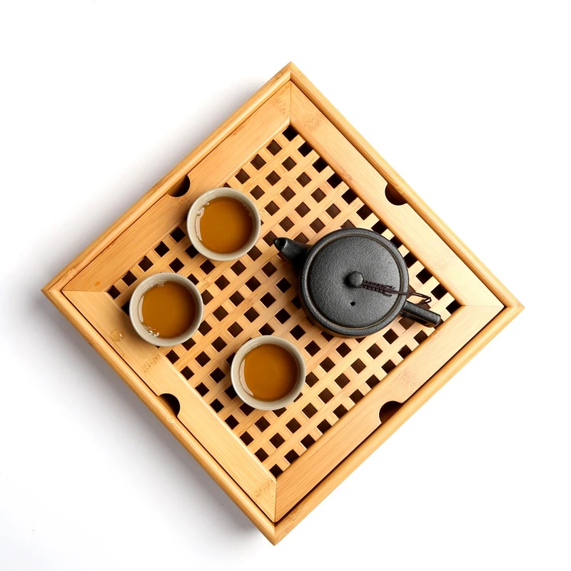 Natural Bamboo Tea Tray Chinese Kung Fu Ceremony Table Hand Made Sets Teapot Crafts Environment | Дом и сад