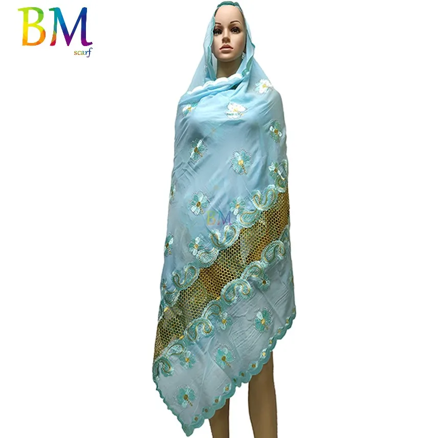 Новый Африканский мусульманский вышитый женский хлопковый шарф красивый и