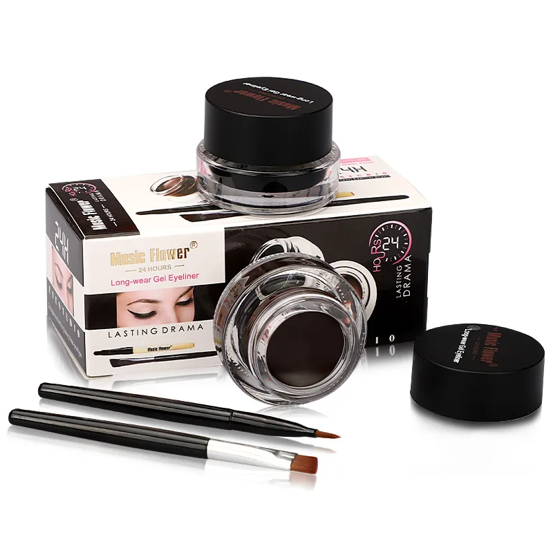 

Music Flower Long Lasting Eyeliner Gel Waterproof Eye Liner with 2 Brush for Makeup Cosmetics Set Gel Kit for Women