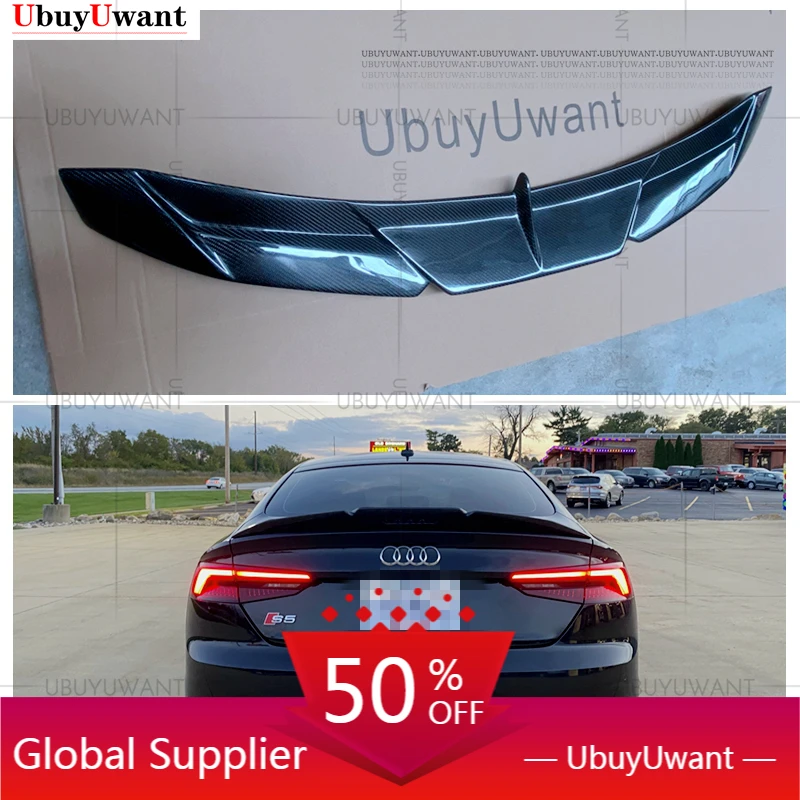 

Для Audi A5 S5 RS5 4 двери 2017-2021 углеродное волокно/ковка углеродное волокно задний багажник спойлер крыло губа задние крылья автомобильные аксес...
