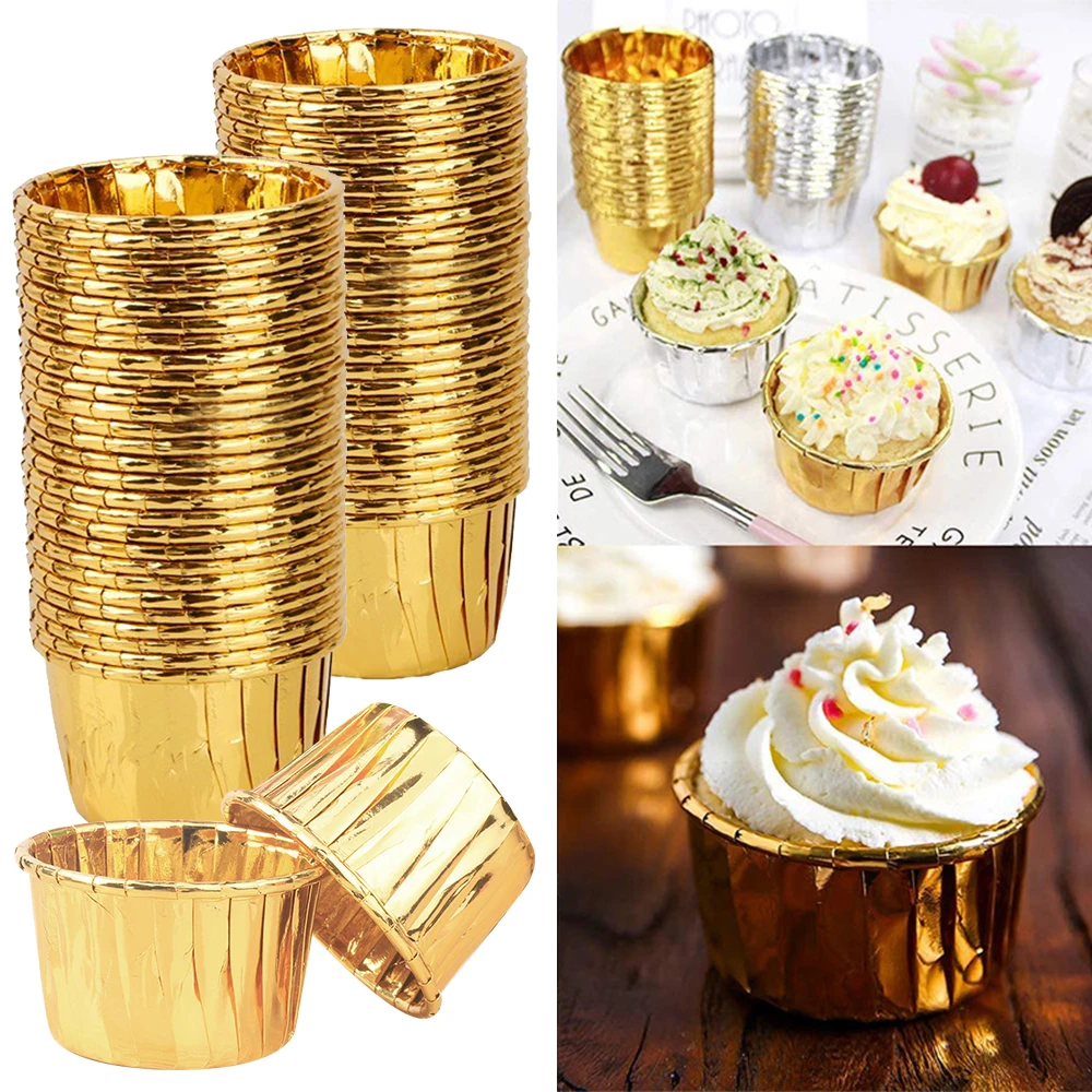 100 шт. мини обертка для кексов из фольги бумажная подкладка поднос выпечки чехол