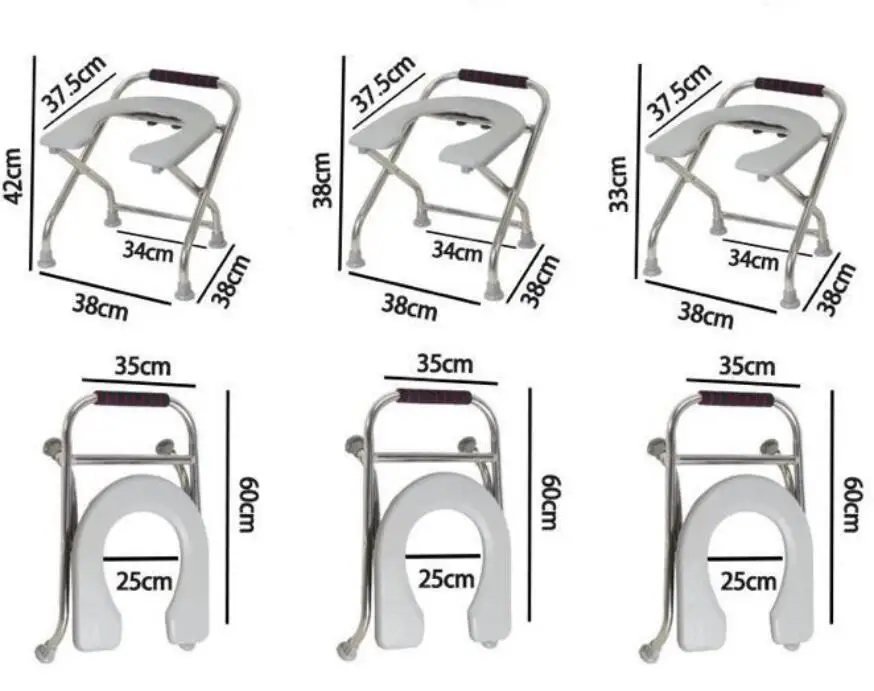 

Folding stainless steel potty chair U shape Bathroom stool Non-Slip Elderly Stool Commode Pregnant bath chair
