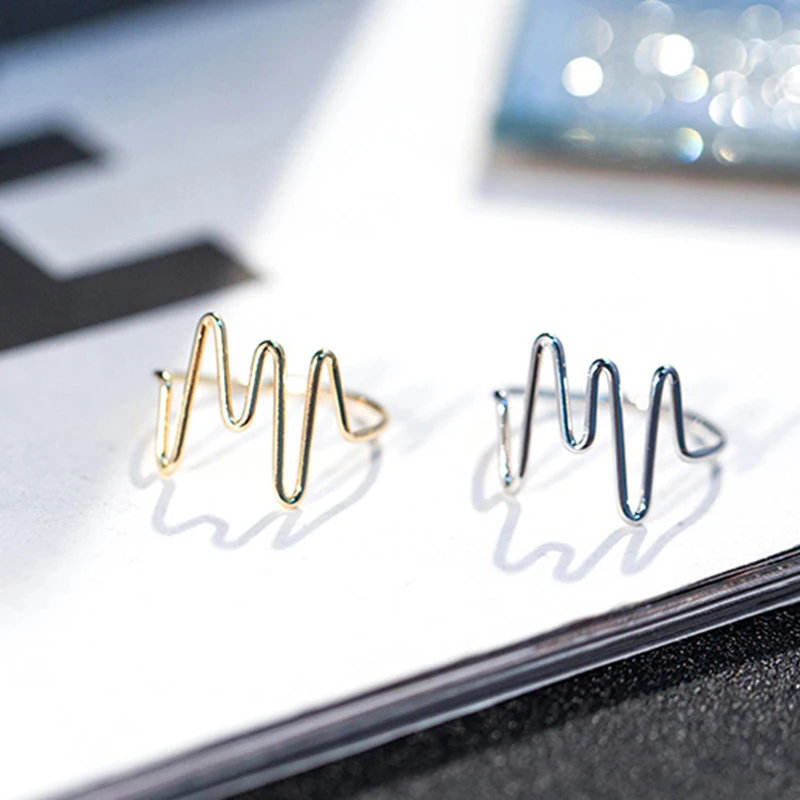 

New Korean Heartbeat Electrocardiogram Wave Rings For Women Simple Wind Women Rings 2021 Trend Party Jewelry Halloween Gifts