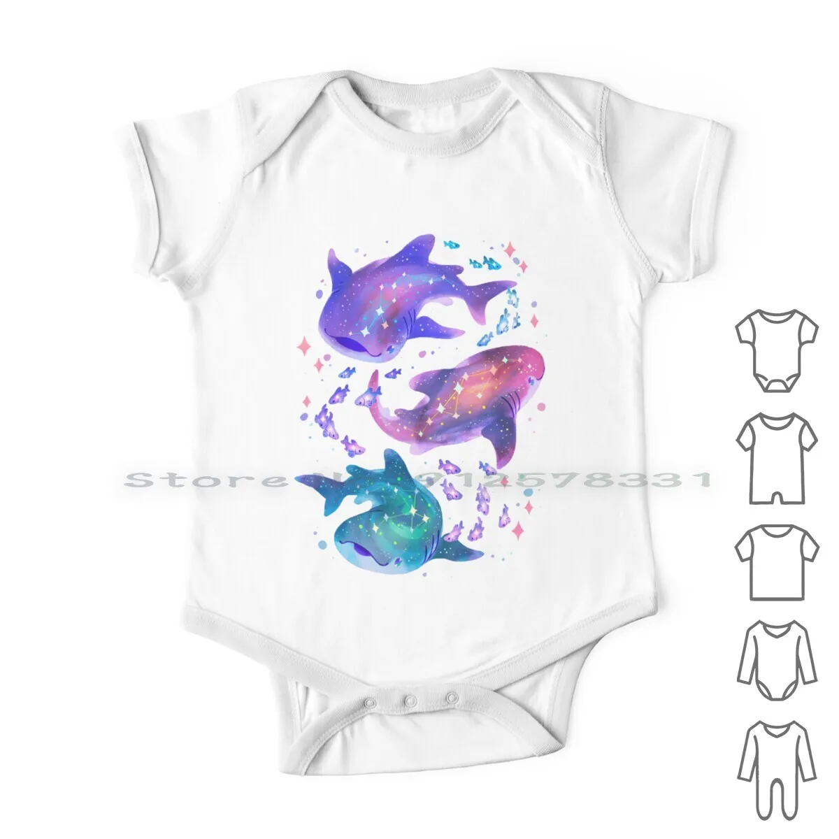 

Cosmic Whale Shark Newborn Baby Clothes Rompers Cotton Jumpsuits Cosmic Space Stars Fishies Sharks Whale Shark Purple Cute