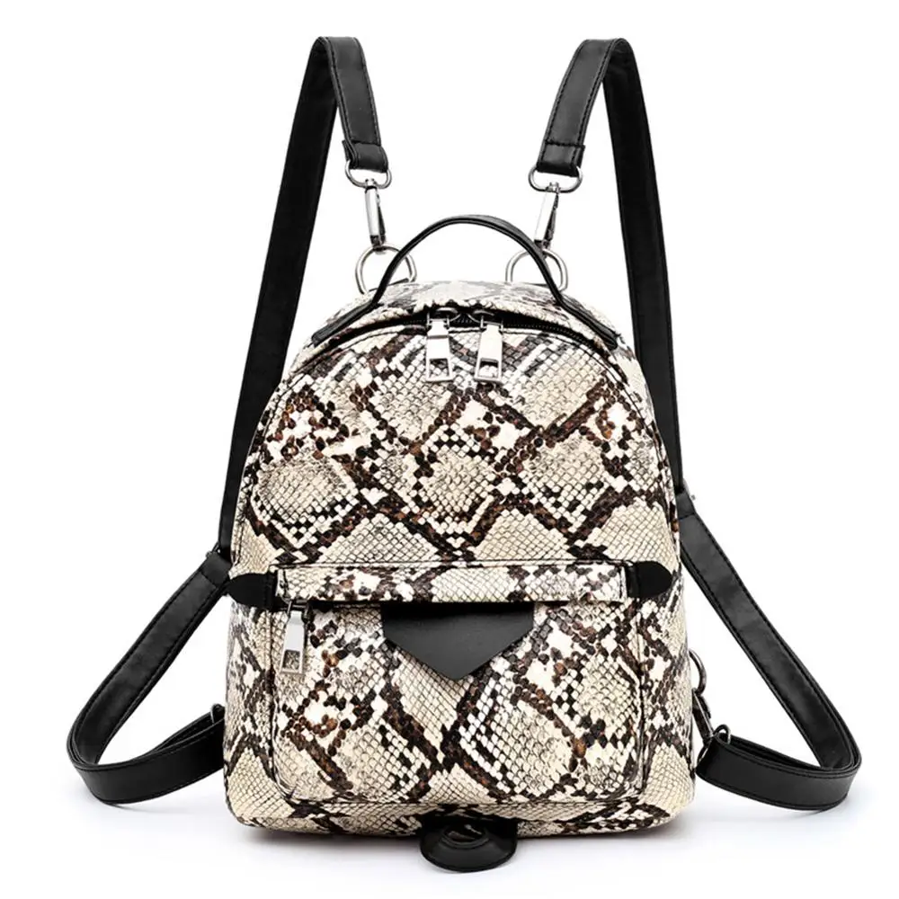 

Fashion New style Snake Animal Print Shoulder Crossbody Bags Women Backpacks Small Skin PU Leather Backpack Mochila Knapsack