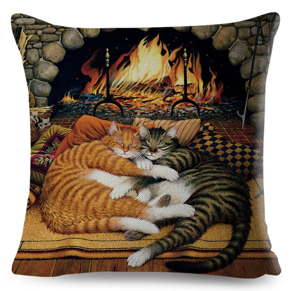 45x45 см Симпатичный книги кошки Подушка Чехол для подушки диван кровать Кафе Декор