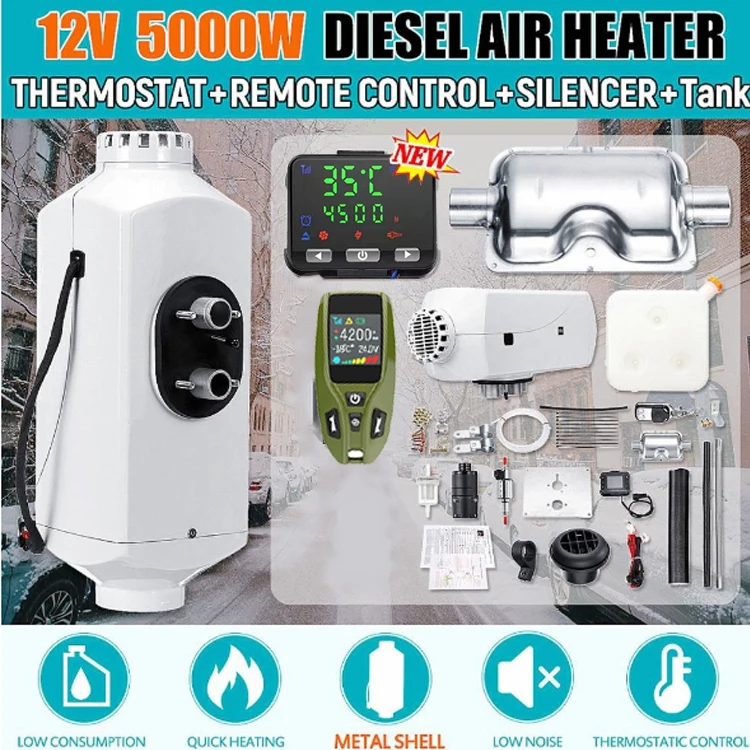 Дизельный подогреватель воздуха с дистанционным управлением 5 кВт 12 В стояночный
