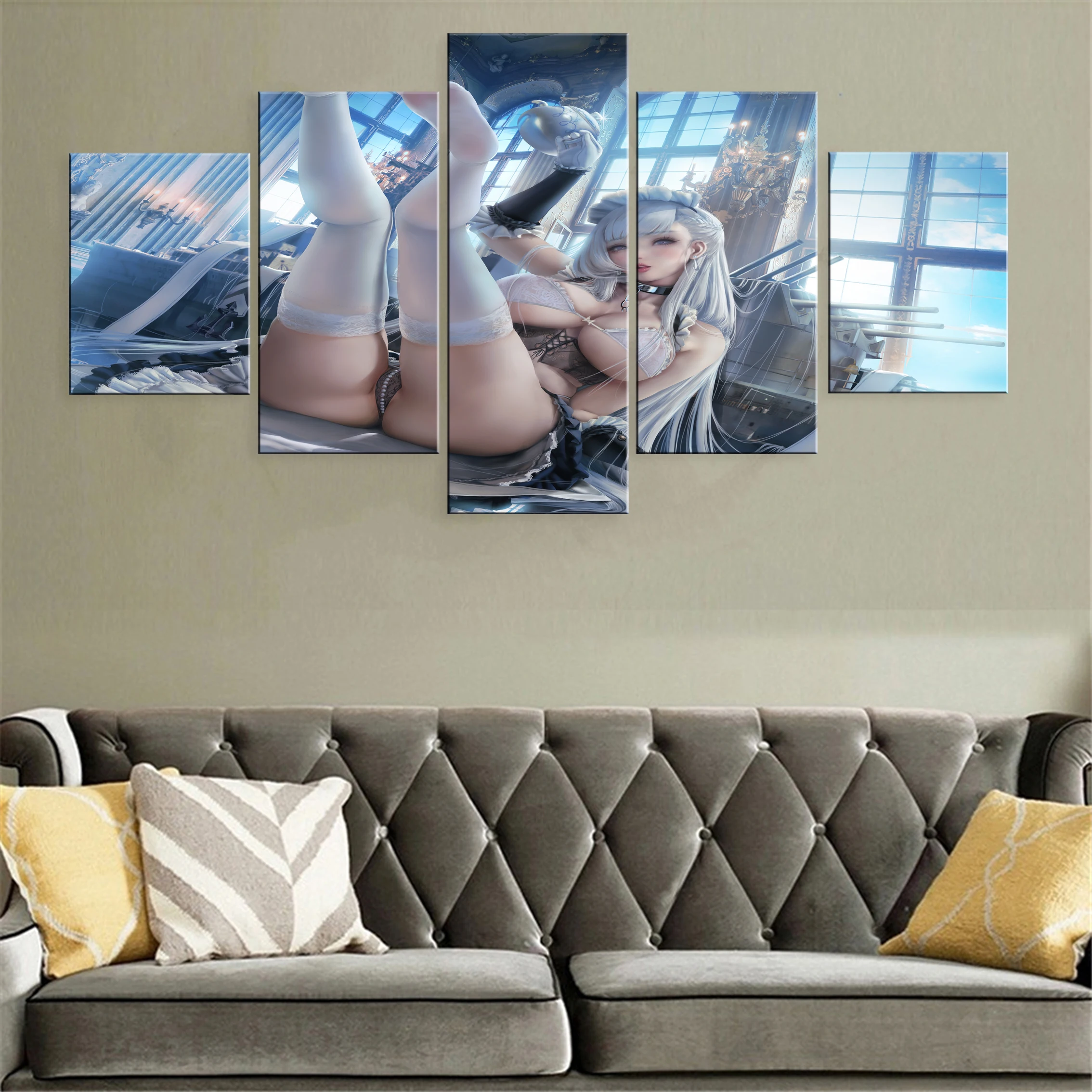 

Anime Beauty Sexy Girl Hd Decoration Pictures 5 Pieces Poster Canvas Paintings Wall Modular For Living Room Home Bedroom