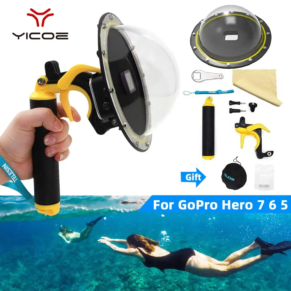 Аксессуары для камеры Go Pro купол Порты и разъёмы крышки бленда объектива для GoPro Hero 7/6/5/4/3/3+/Водонепроницаемый чехол Корпус Триггер Захват купол аксессуары для фотосъемки