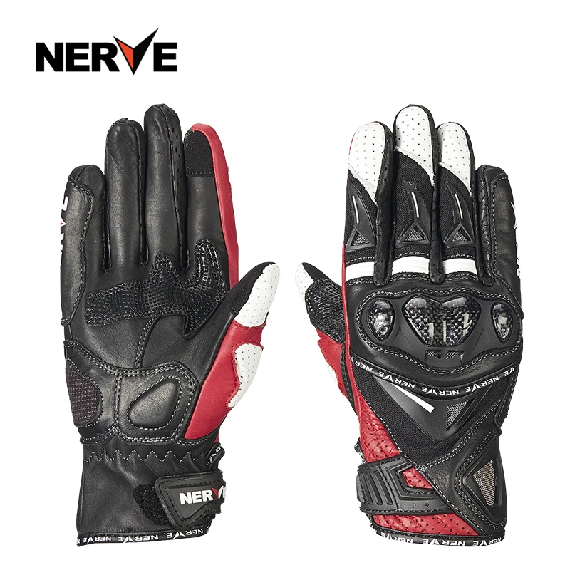 NERVE Summer Leather Gloves Full Finger Touch Screen Breathable Motorcycle Racing Gloves/Motocross Accessories enlarge